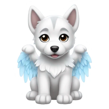A husky puppy with angel wings sticker