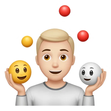 person juggling happy face, sad face, and neutral face balls equally sticker