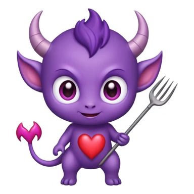 adorable baby demon with a tiny pitchfork and heart-shaped tail sticker