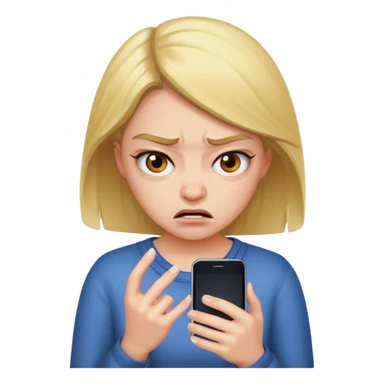 are you crazy? there is two phone..........only one phone and the girl's feeling is not so embarrassed or angry. please create 'angry and embarrassed girl looking at her 'one' cell phone'  sticker