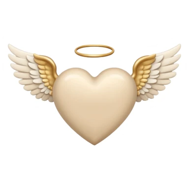 beige heart with white angel wings sticker