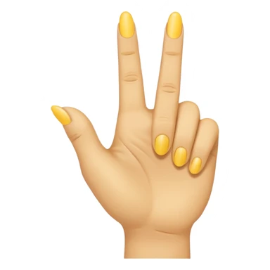 A yellow hand with index and middle finger up pointing on its side sticker
