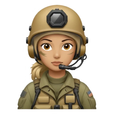female special operations communications operator with combat gear head profile only sticker