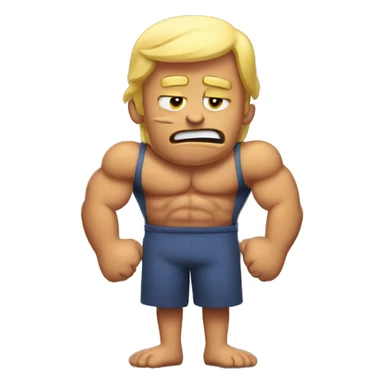 Shrugging emoji with a muscle flex sticker