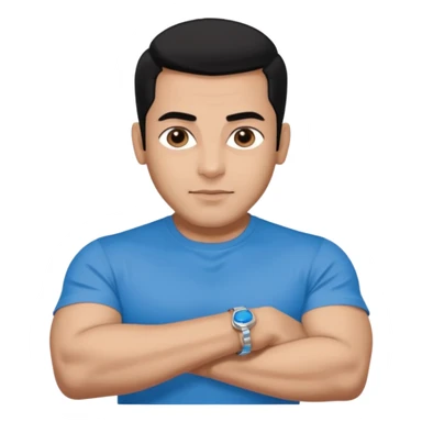pretty bratz emoji of salman khan wearing a black tee, silver- blue bracelet, black hair sticker