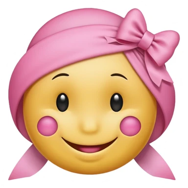 A smiley getting shy and a pookie ribben on his head this smiley 😁 sticker