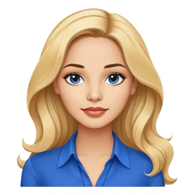 Linette Torres, Puerto Rican actress with fair complexion, beautiful facial features, bright expressive eyes, defined cheekbones, full lips with warm smile, long flowing blonde hair, wearing a stylish blue blouse sticker