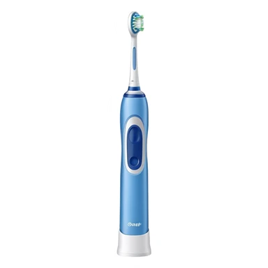 Oral-B electric toothbrush blue and white sticker