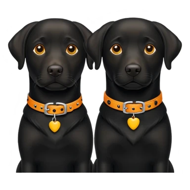 2 black labradors yellow and orange dog collar sticker