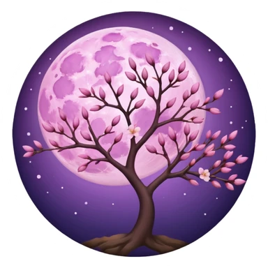 purple Moon with light pink blossom sticker
