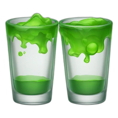 shotglass with green contents and without-face sticker