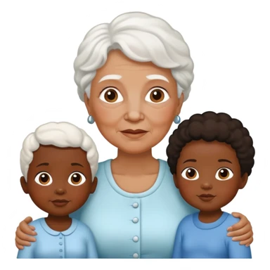 White Grandma Black Mom 2 identical black little girls and baby boy  sticker