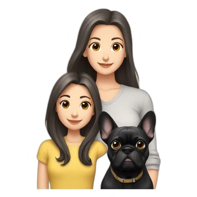 Family of four-dad-no-mustache-mum-with-grey-hair-and-two-brunettes-daughters-with-long-hair-and-just-one-black-French-bulldog sticker