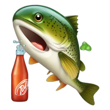 trout drinking soda bottle sticker