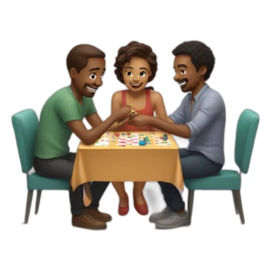 3 Friends playing board game sticker