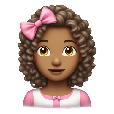Long curly hairs girl with pink bow sticker