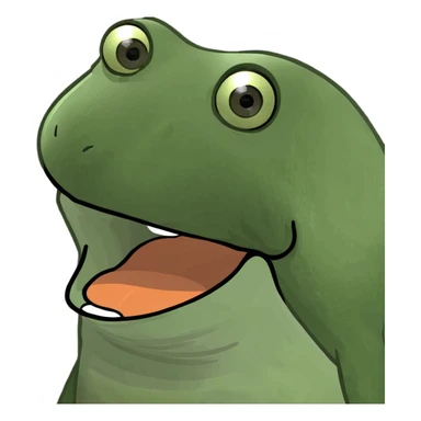 an amazed bufo frog, mouth open in shock, vibrant green, meme style sticker