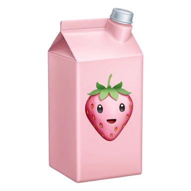a pastel pink strawberry milk carton sticker