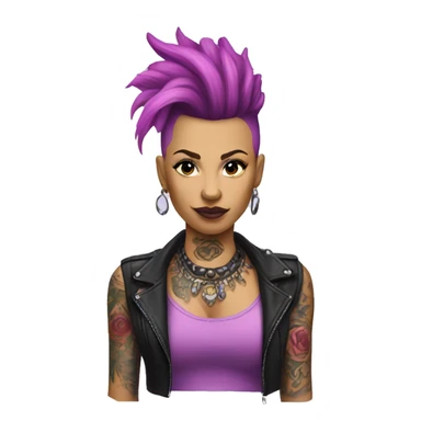 Lady Mohawk pink purple tatto  sticker