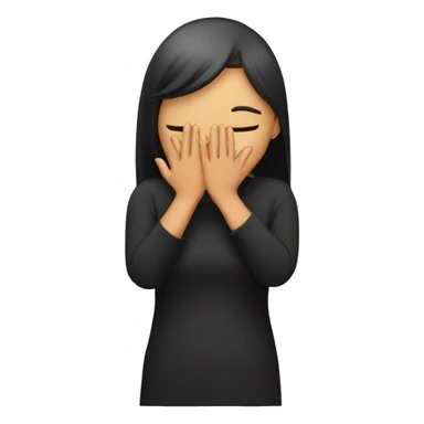 Create a shy girl covering face with hands sticker