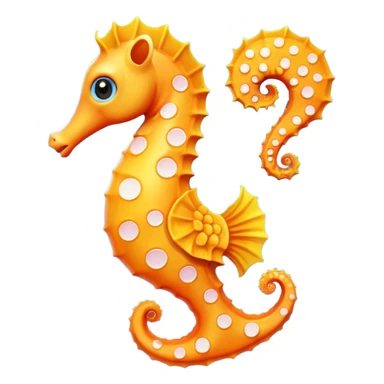 olorful cartoon-style seahorse. 🪸

It’s primarily orange with yellow and white spots along its body. The seahorse has a large blue eye, a curled tail, and a pinkish fin on its back. Its design is cute and stylized—similar to what you’d find in children’s illustrations, stickers, or emoji-like art sticker
