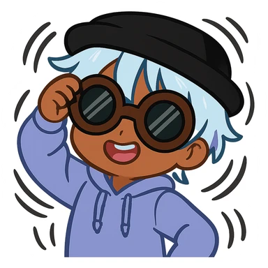 Make this emote wiggle with movement lines to emphasize a wiggling motion, keeping the original style and colors intact. sticker