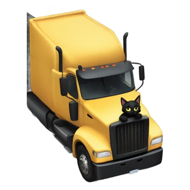 Black cat driving a semi truck  sticker