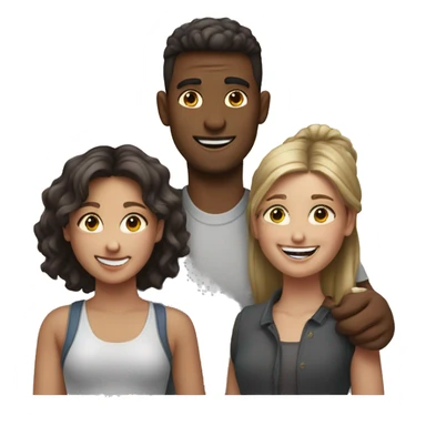 happy group of 2 girls 1 guy sticker