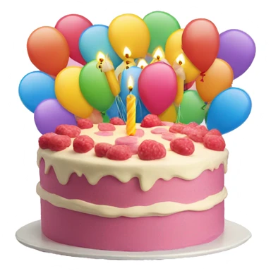 Happy birthday cake with balloons  sticker