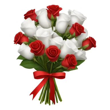 Dozen red roses with red ribbon wrapped in white paper sticker