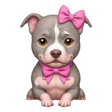 Gray Pitbull with a pink bow sticker