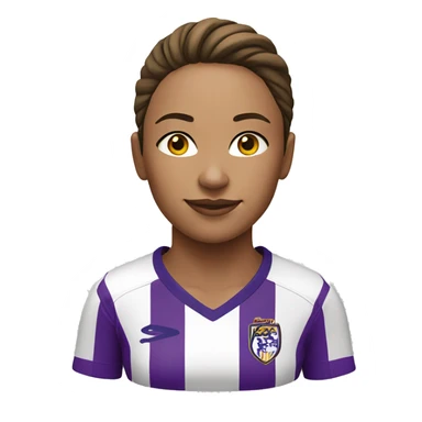 a woman soccer player in white jersey with purple pinstripes sticker