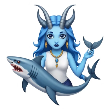 A blue mermaid  feminine Baphomet  with fish or sharks sticker
