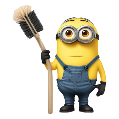 Minion holding a toilet brush up on the air sticker