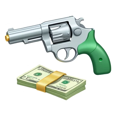 cash gun shooting dollar bills sticker
