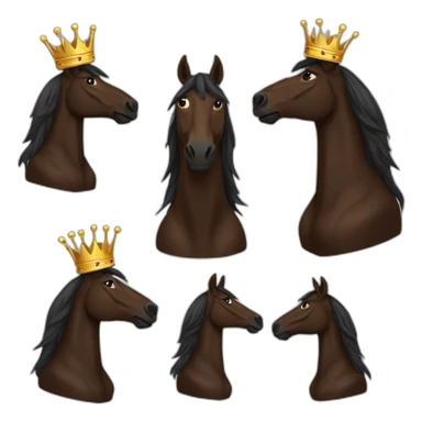 dark brown conceited horse with crown sticker