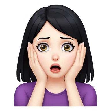 Shocked girl face and hands on face , black hair  sticker