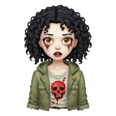 garota zumbi com cabelo cacheado preto sticker