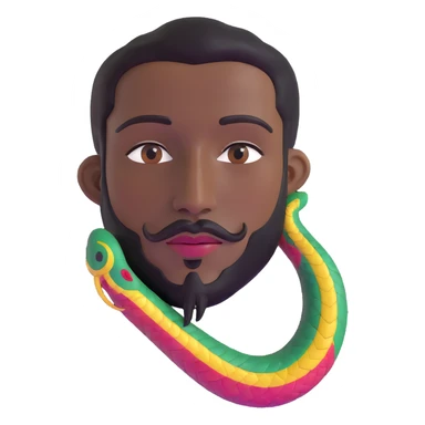 Oxumarê, African rainbow serpent deity with human face, having a small goatee beard and a mole on the left side below the lip sticker