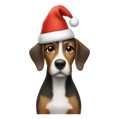 Dog wearing a christmas hat  sticker