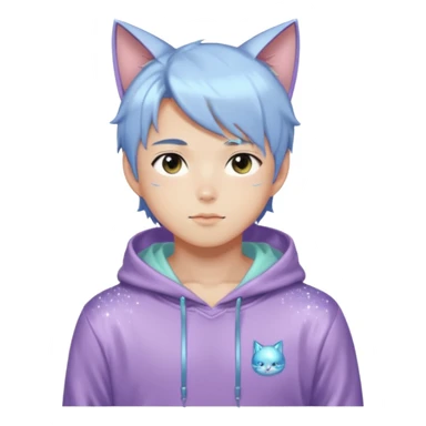 Sexy Handsome Shiny Sparkly Attractive Pastel Asian Anime Catboy with a hoodie  sticker