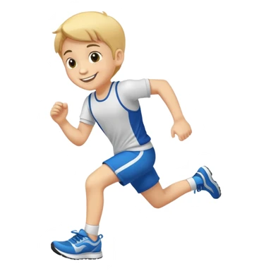 the boy wears his running shoes and he likes to run in a race sticker