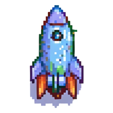 rocket pixel art sticker