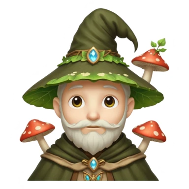 mushroom wizard portrait, head and shoulders only, glowing spores, leafy cloak collar, magical eyes, cute fantasy style, 3D cartoon, mobile game icon style, clean background, no text, no watermark

 sticker