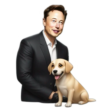 Dog with elon musk sticker