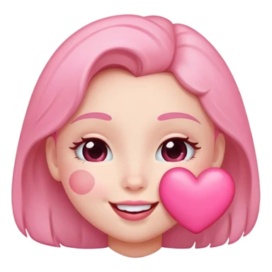 kissy face with pink heart sticker