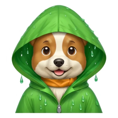 dog in green rain coat over head



 sticker