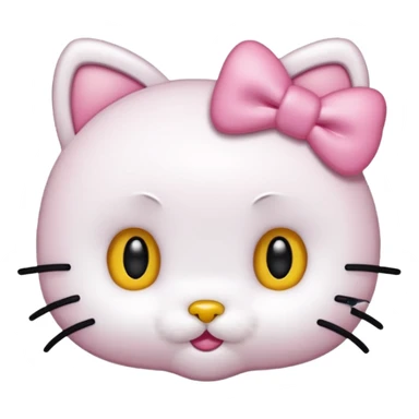 hello kitty, no mouth, yellow nose, black beady eyes, a pink bow on her right ear, it has to look accurate to hello kitty, just her head, no body sticker