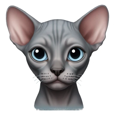 Dark grey pinkish sphynx cat with black face and light blue eyes sticker