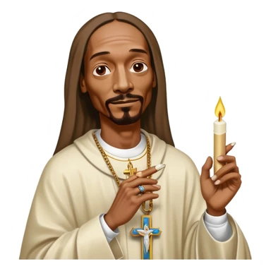 Virgin Mary style Snoop Dogg portrait holding a blunt in left and right hand sticker